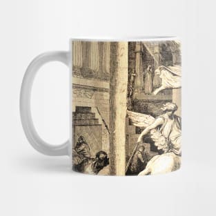 Warrior angels with swords attack soldiers of Rome in the temple Mug